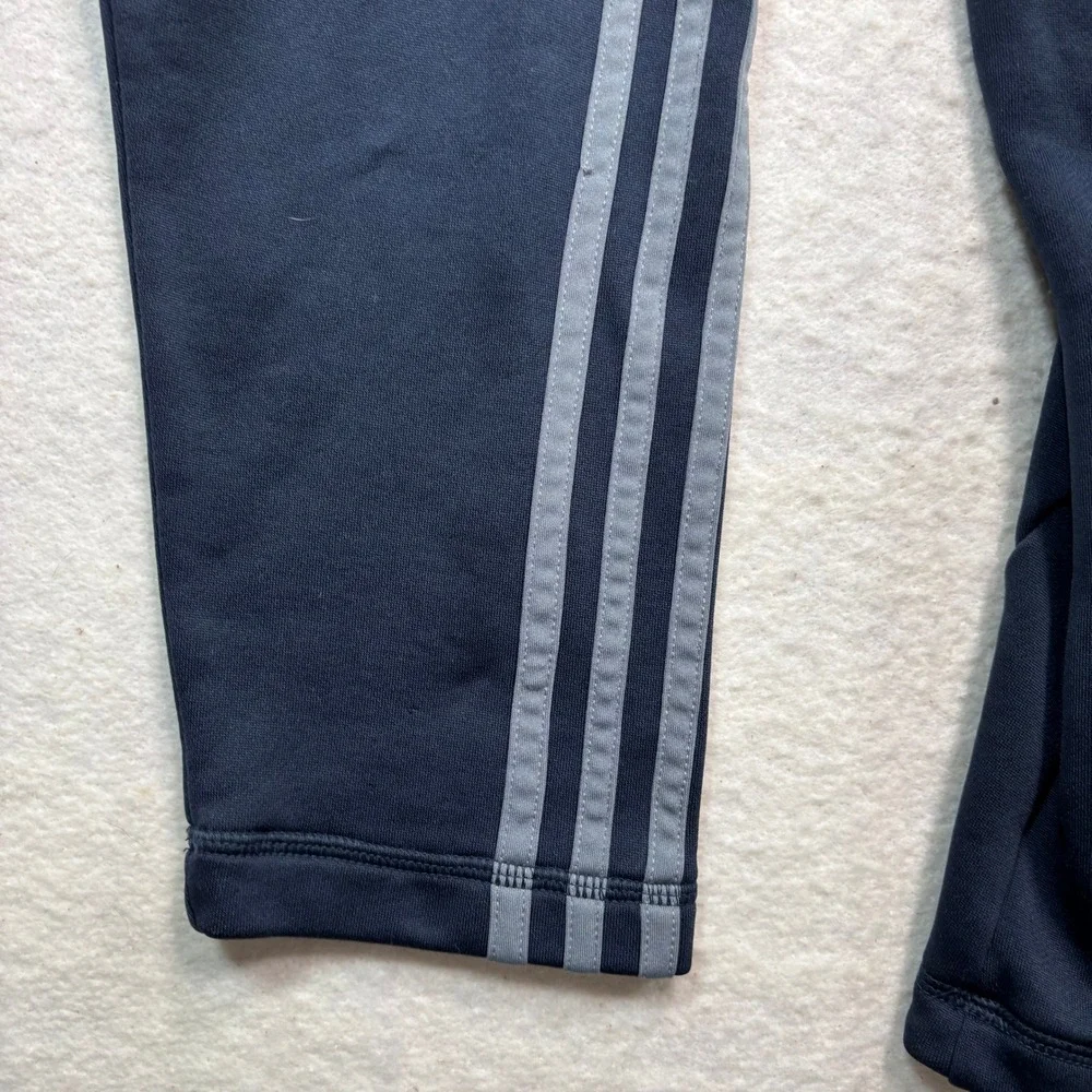 Adidas Mens XL Navy Blue‎ Quarter Zip Fleece Pullover Striped Sleeve #1141